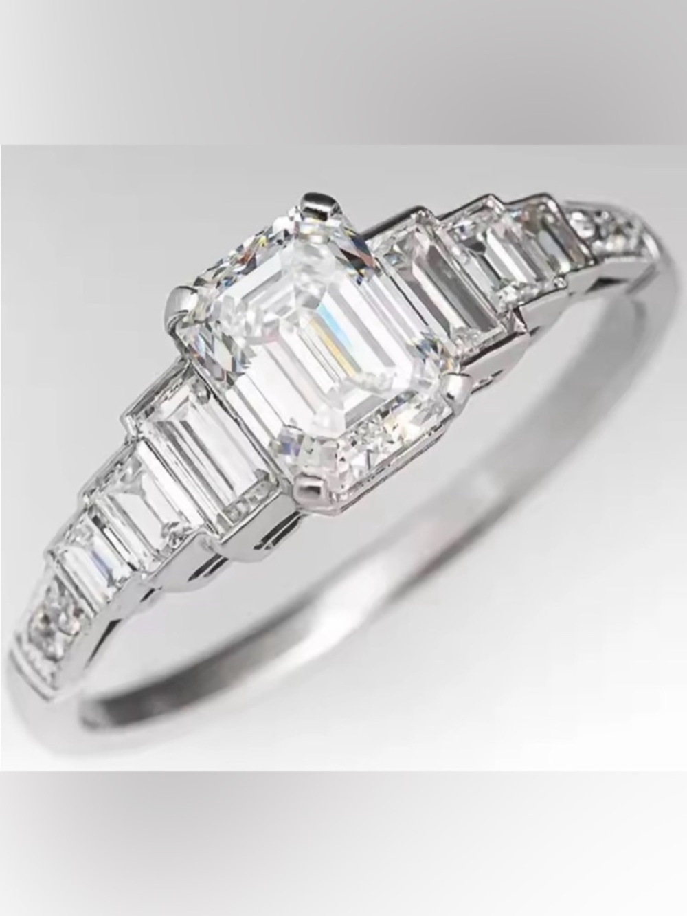 Silver CZ  Stone Three-Stone Engagement Ring  Clear Size 6